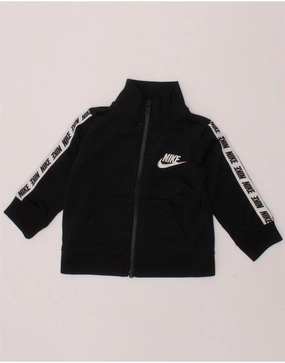 NIKE Baby Boys Graphic Tracksuit Top Jacket 9-12 Months Black Polyester Durable Quality Abrasion Resistant Edges
