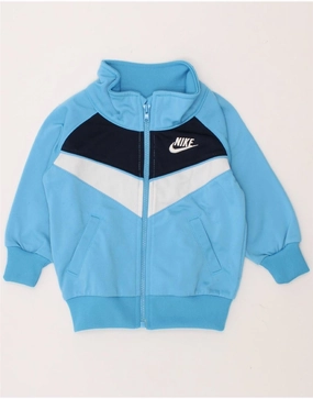 NIKE Baby Boys Tracksuit Top Jacket 3-6 Months Blue Colourblock Polyester High Collar Style Seamless construction