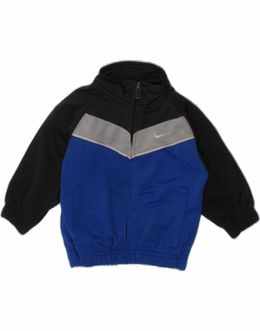 NIKE Baby Boys Tracksuit Top Jacket 9-12 Months Blue Colourblock Polyester Run Friendly Announce