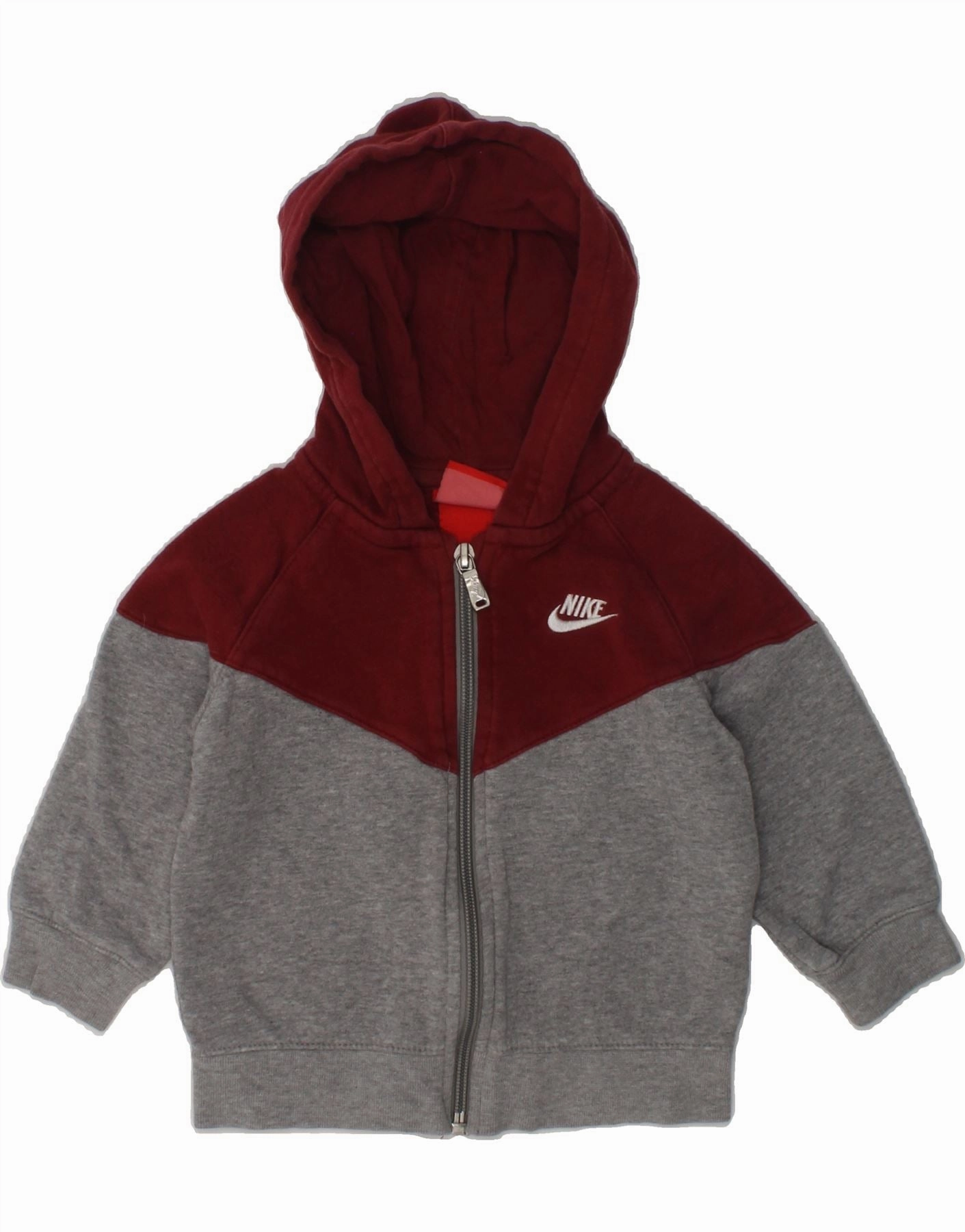 OekoTex Certified StaticFree Material NIKE Baby Boys Zip Hoodie Sweater 9-12 Months Grey Colourblock Cotton