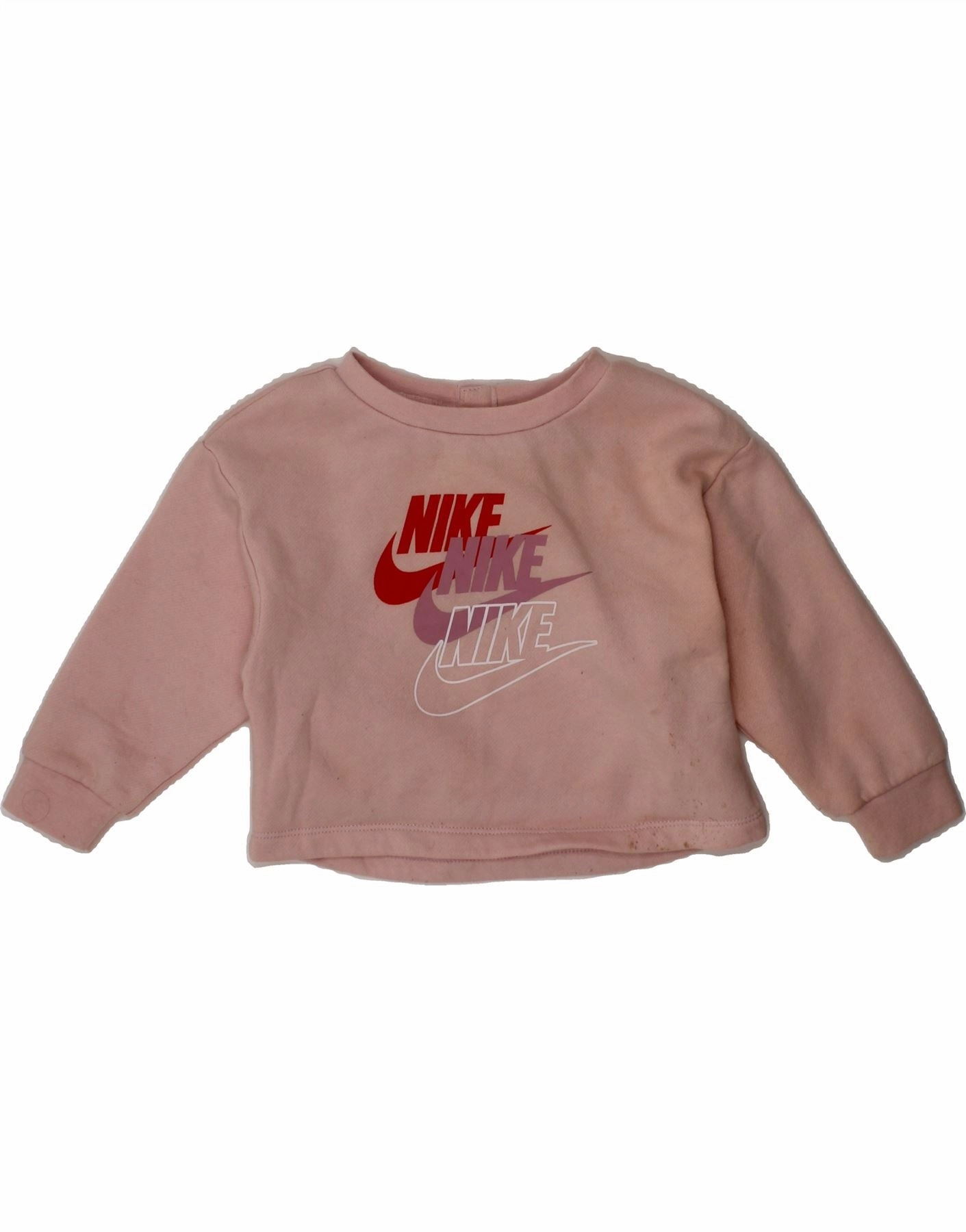 Fashion Fit NIKE Baby Girls Graphic Sweatshirt Jumper 12-18 Months Pink Cotton