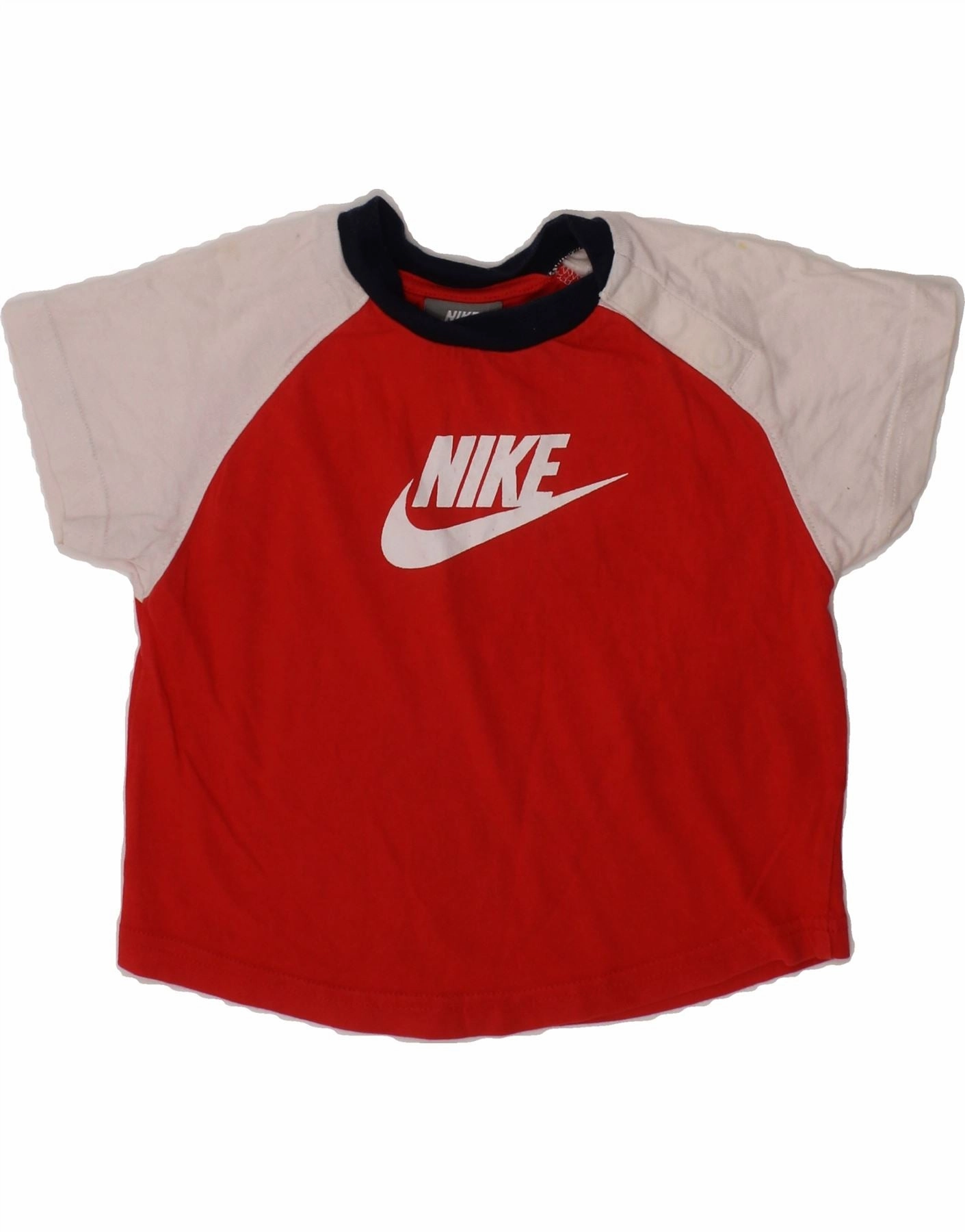 NIKE Baby Girls Graphic T-Shirt Top 9-12 Months Red Colourblock Cotton Statement Maker Fitted Cut