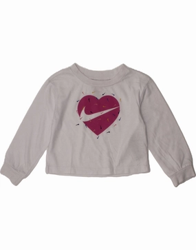 Layering Essential NIKE Baby Girls Graphic Top Long Sleeve 18-24 Months White Cotton Heart