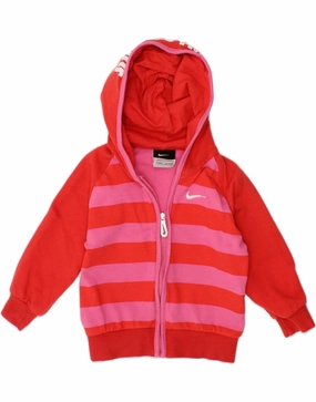 NIKE Baby Girls Graphic Zip Hoodie Sweater 6-9 Months Red Striped Cotton AntiStatic Finish SnagResistant Surface