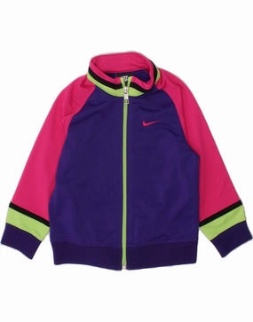 NIKE Baby Girls Tracksuit Top Jacket 18-24 Months Purple Colourblock Midweight Piece Base Insulation