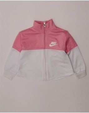 Cool Fit NIKE Baby Girls Tracksuit Top Jacket 9-12 Months Pink Colourblock