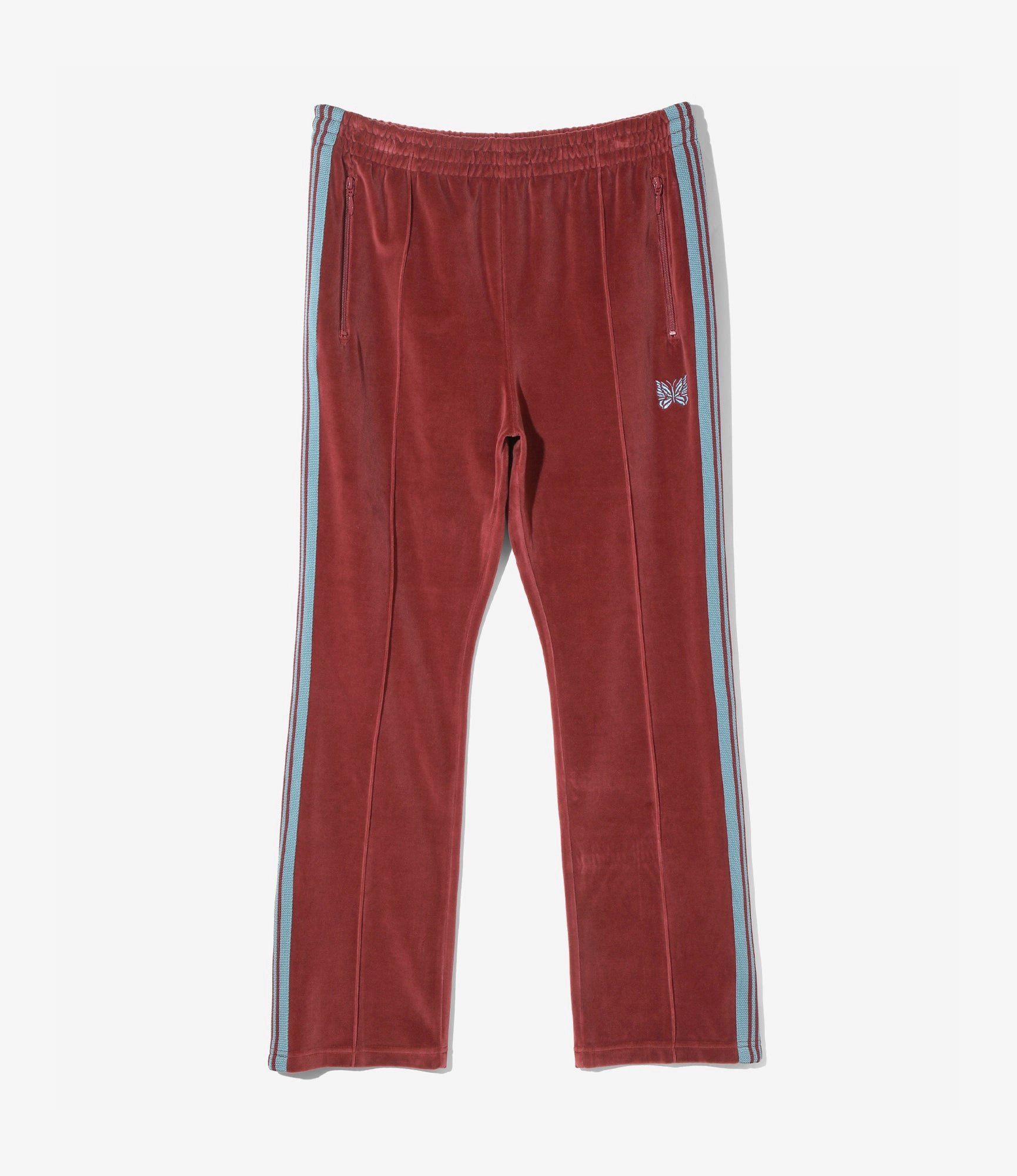 Narrow Track Pant ?C Burgundy Velour RipstopFabric Low Profile Fasteners