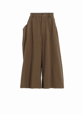 COTTON TWILL GARMENT DYE RIGHT SIDE DRAPE PANTS GussetedCrotch ExpandableSidePanels