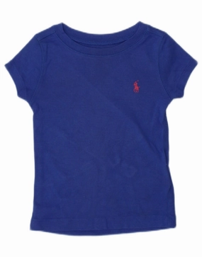 Soft Collar Design Networking Session POLO RALPH LAUREN Baby Girls T-Shirt Top 18-24 Months Blue Cotton