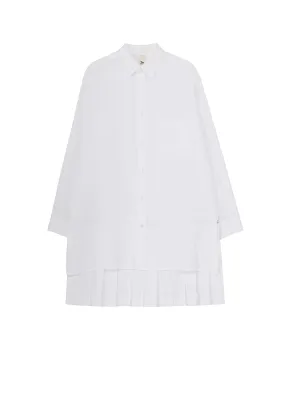 Distressed finish COTTON BROAD BACK HEM PLEATED SHIRT