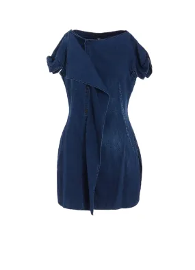 6OZ BLEACHED VINTAGE LIKE DENIM RIGHT SIDE DRAPE BLOUSE Camouflage Print