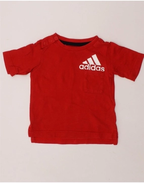 ADIDAS Baby Boys Graphic T-Shirt Top 3-6 Months Red Cotton Stretchable Fabric