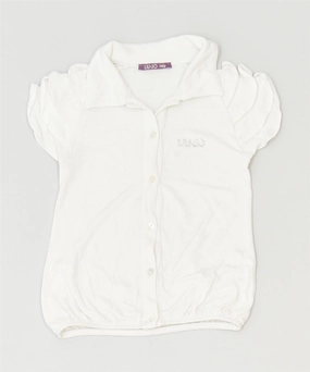 LIU JO Girls Blouse Top 18-24 Months White Viscose Designer Perfect Fit Waffle Weave