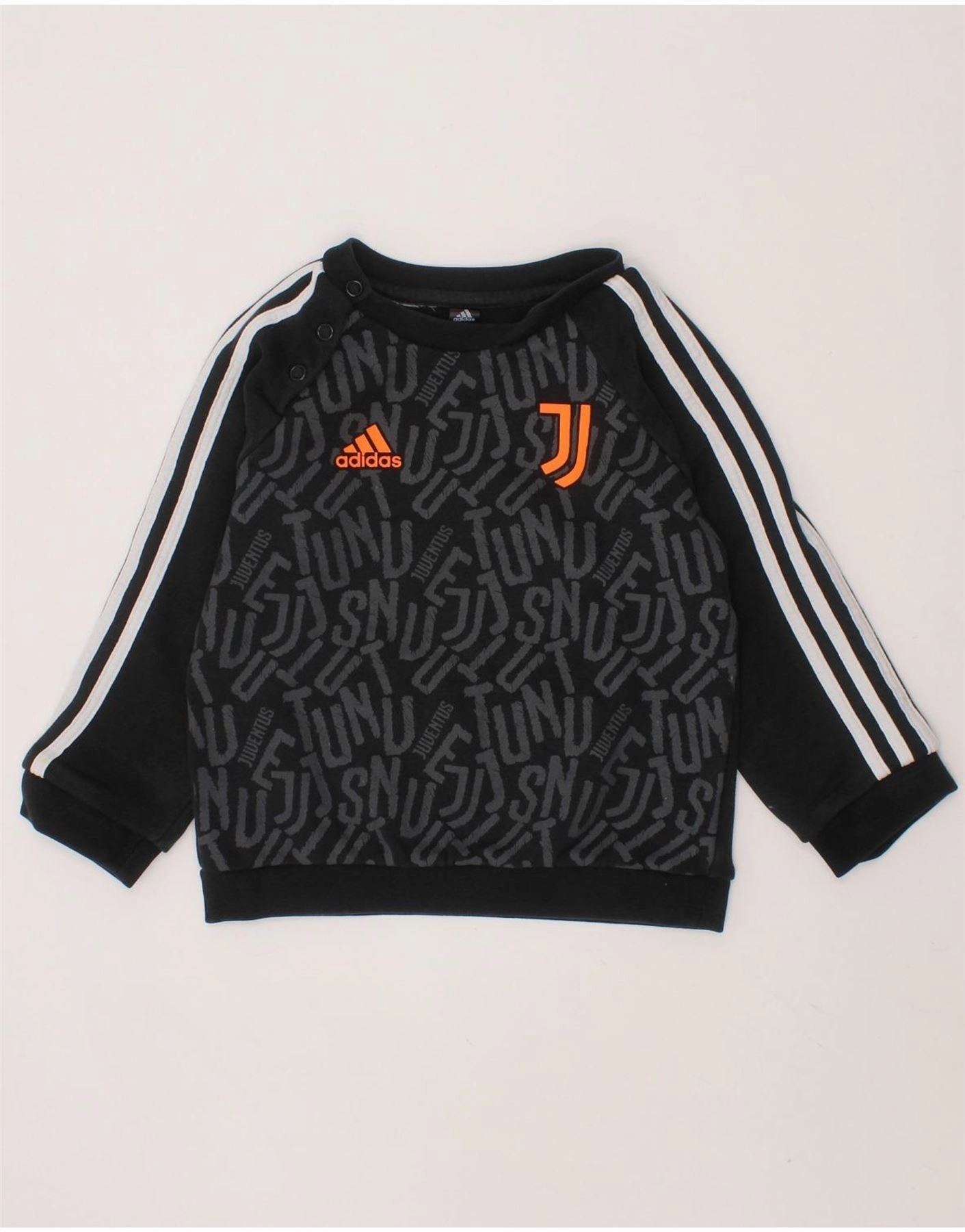 ADIDAS Baby Boys Graphic Sweatshirt Jumper 12-18 Months Black Low Maintenance Knit