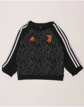 ADIDAS Baby Boys Graphic Sweatshirt Jumper 12-18 Months Black Low Maintenance Knit