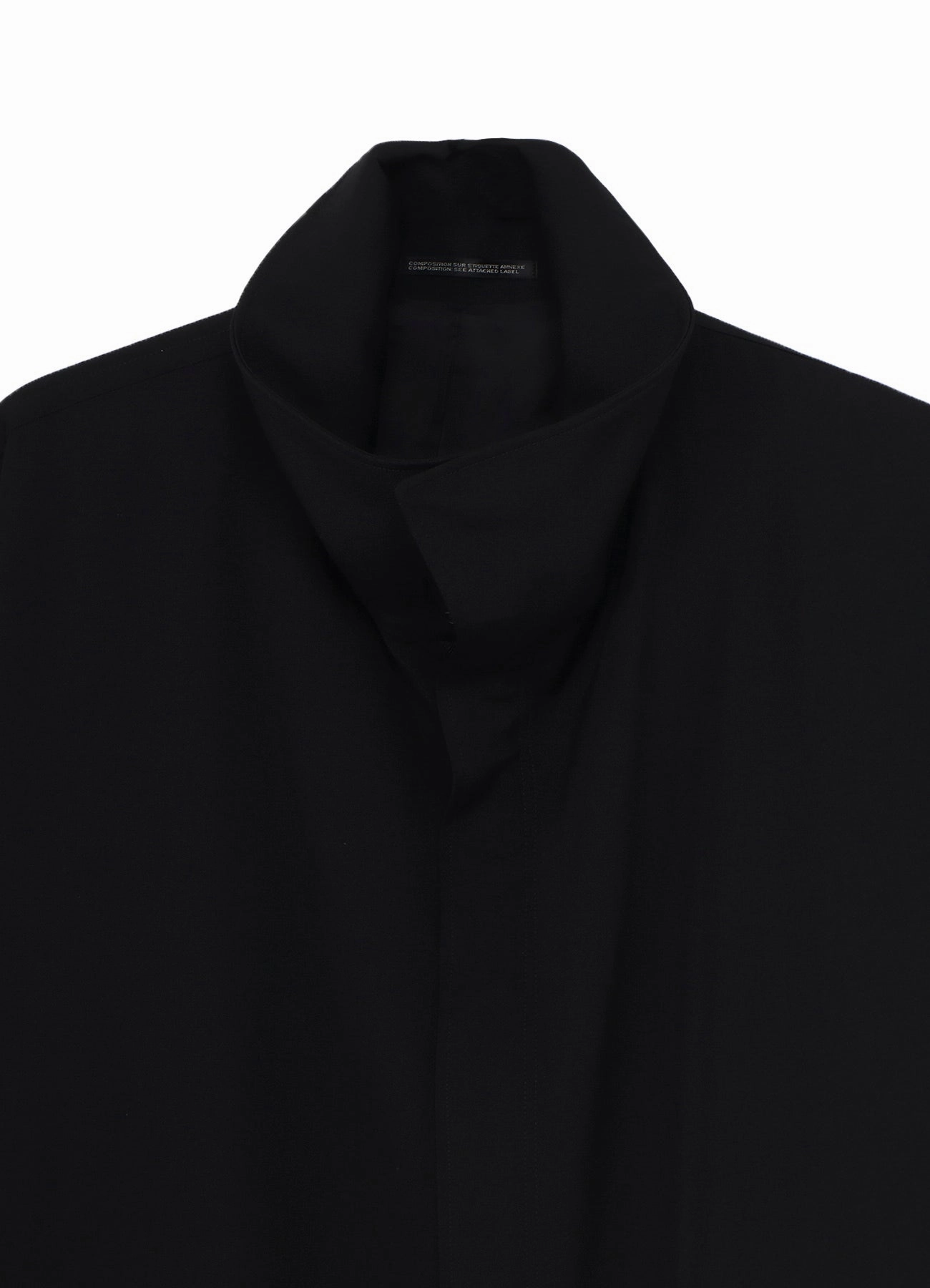 Weatherproof Zipper Closure Dual Layer Insulation WOOL GABARDINE STRAIGHT CUTTING STAND COLLAR COAT