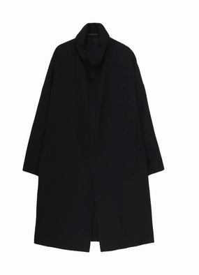 WOOL GABARDINE STRAIGHT CUTTING STAND COLLAR COAT Cashmere Blend