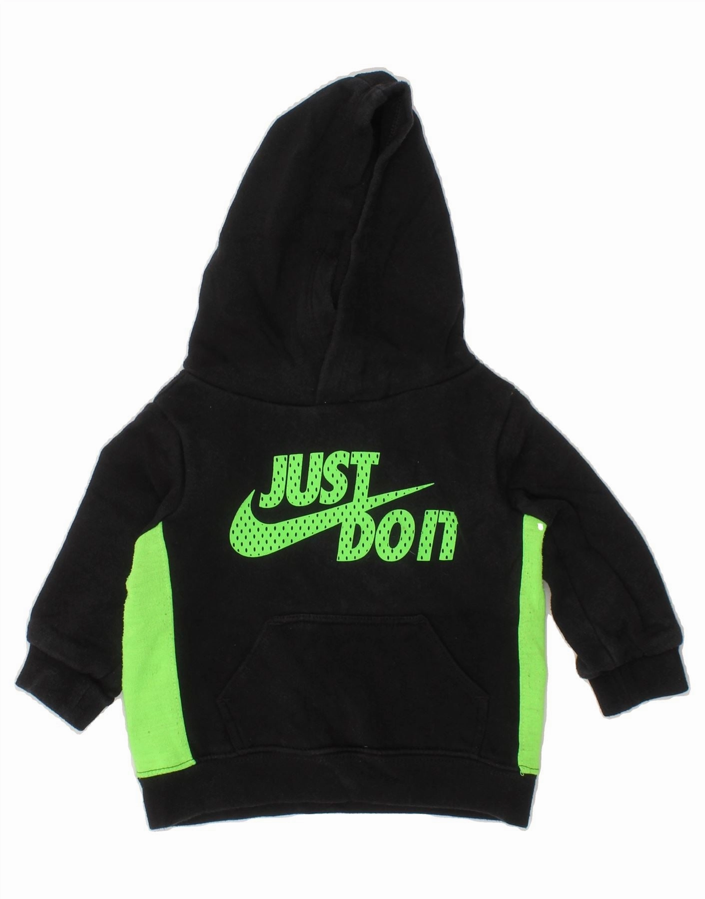 Flexible Ribbing NIKE Baby Boys Graphic Hoodie Jumper 9-12 Months Black Colourblock