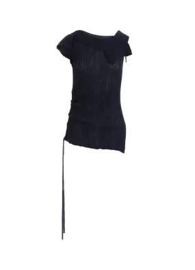 12G2P RANDOM THIN RIB ASYMMETRIC SLEEVELESS KNIT Crisp Design UVProtective Knit Density