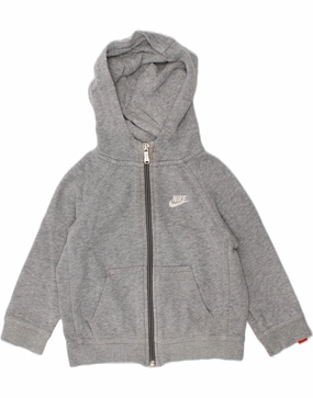 Flexible Side Gusset NIKE Baby Boys Zip Hoodie Sweater 18-24 Months Grey Cotton