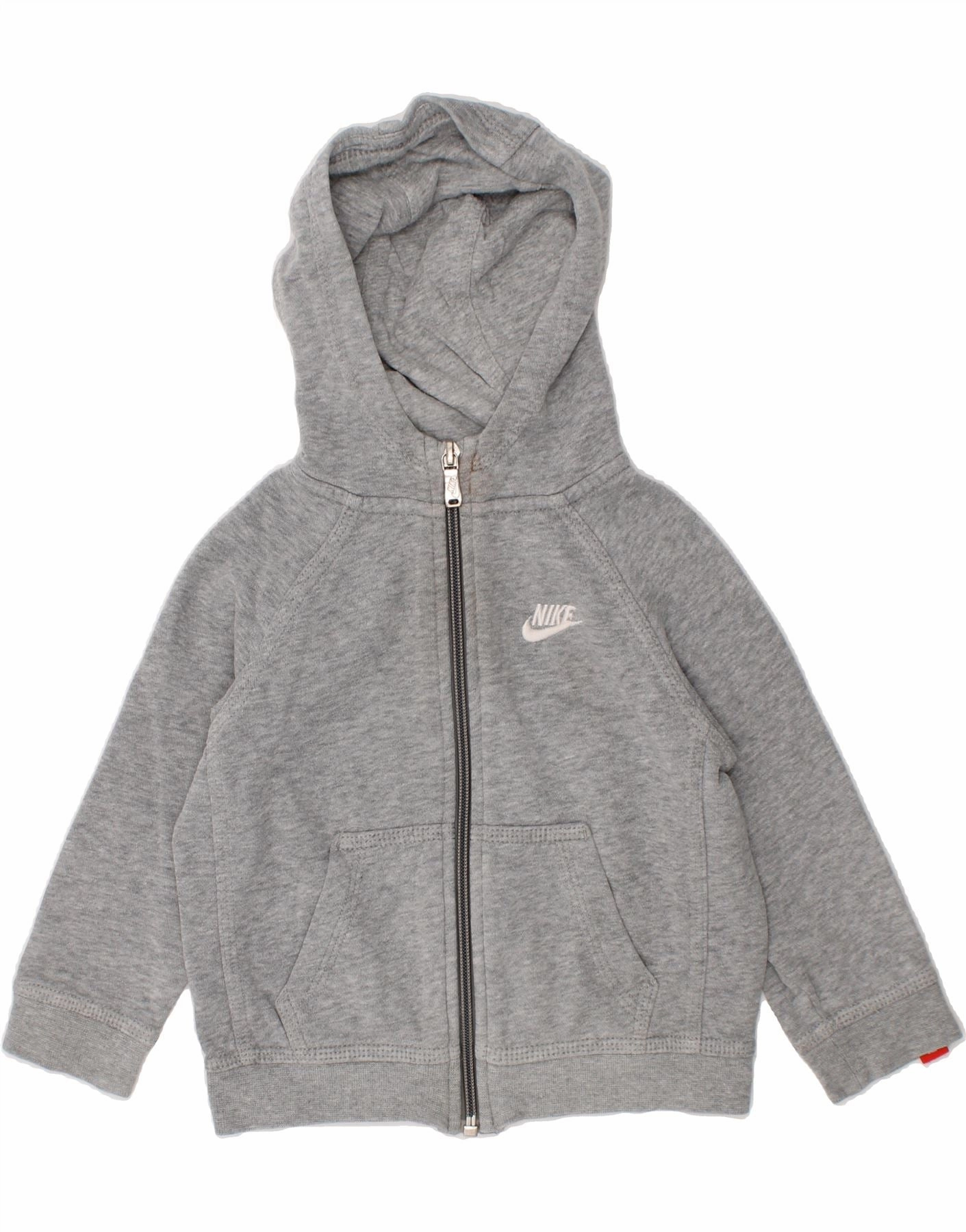 Flexible Side Gusset NIKE Baby Boys Zip Hoodie Sweater 18-24 Months Grey Cotton