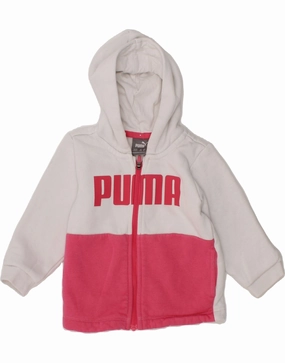 PUMA Baby Girls Graphic Zip Hoodie Sweater 6-9 Months Pink Colourblock Interlock Knit Structure MoistureWicking Texture