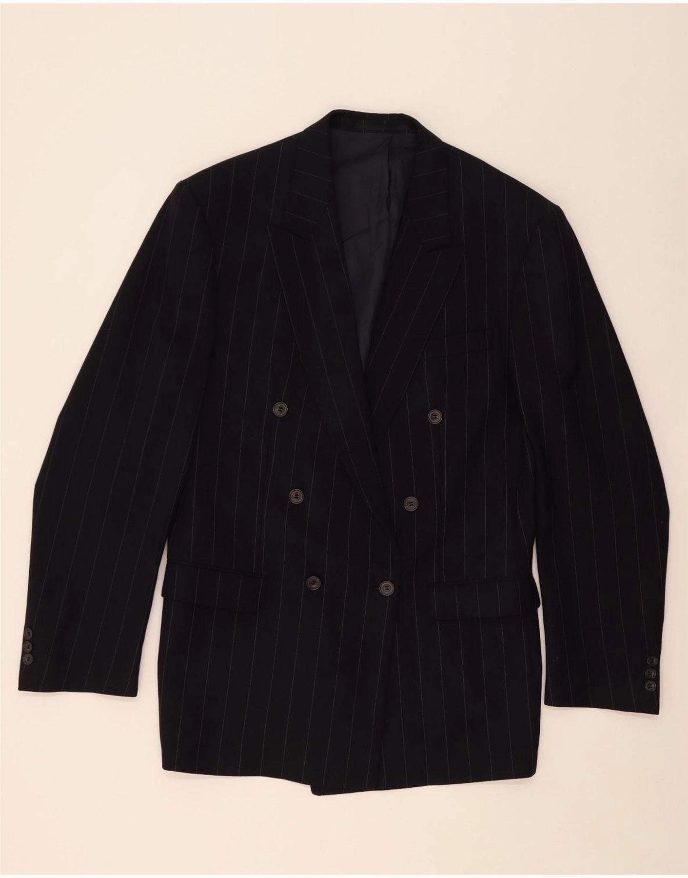 ODERMARK Mens Blazer Jacket UK 40 Large Navy Blue Pinstripe Chic Precision Sharp Layering