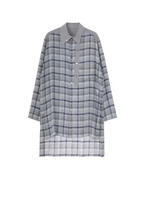 ??PIECE UNIQUE/THE SHOP??GRAY PLAID SPARE COLLAR BLOUSE Trendy Fashion