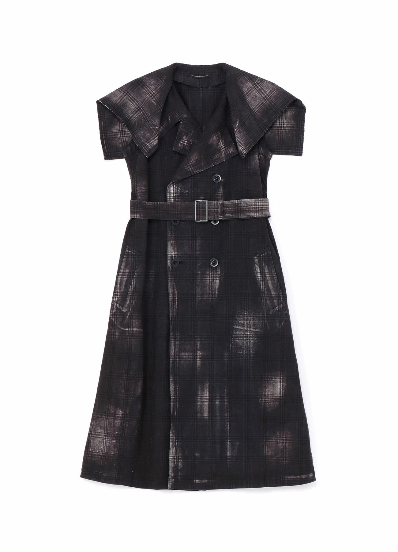 GLEN CHECK SAILOR COLLAR COAT PFC Free Waterproofing