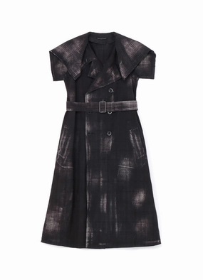 GLEN CHECK SAILOR COLLAR COAT PFC Free Waterproofing