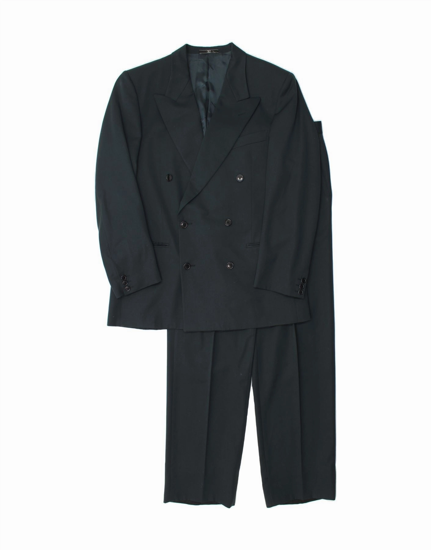 Office Comfort Polished Finish VALENTINO Mens Double Breasted 2 Piece Suit IT 48 Medium W32 L32 Black