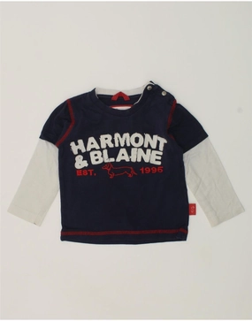 Affordable Fashion Petite Option HARMONT & BLAINE Baby Boys Graphic Top Long Sleeve 9-12 Months Navy Blue