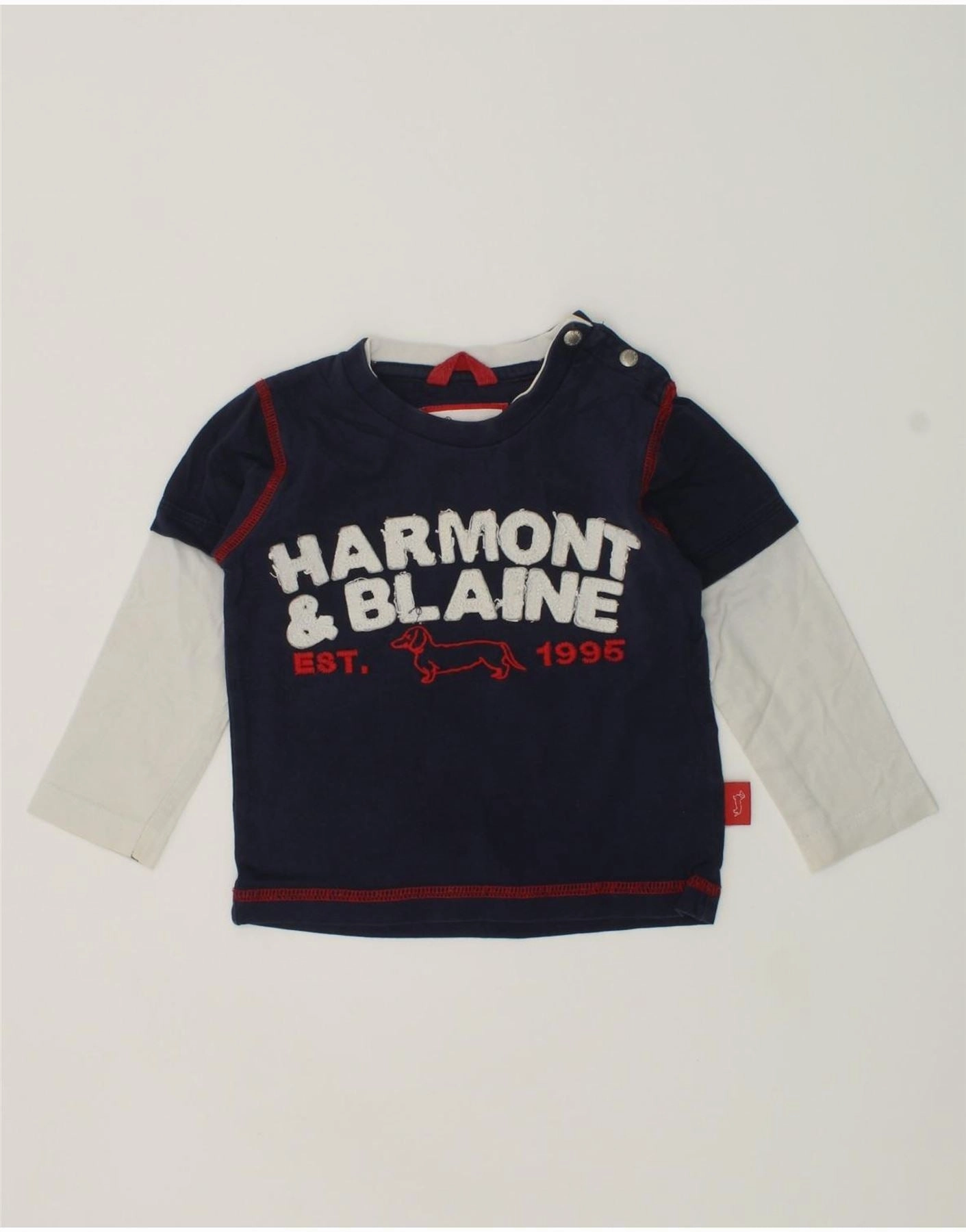 Affordable Fashion Petite Option HARMONT & BLAINE Baby Boys Graphic Top Long Sleeve 9-12 Months Navy Blue