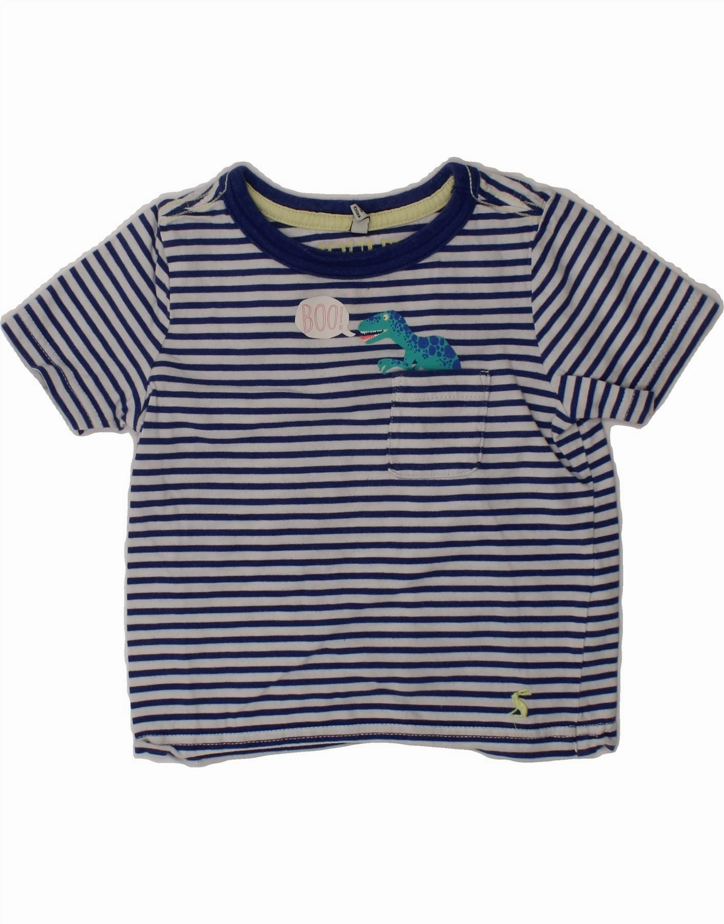 Abrasion Resistant Edging JOULES Baby Boys Graphic T-Shirt Top 18-24 Months Navy Blue Striped Cotton