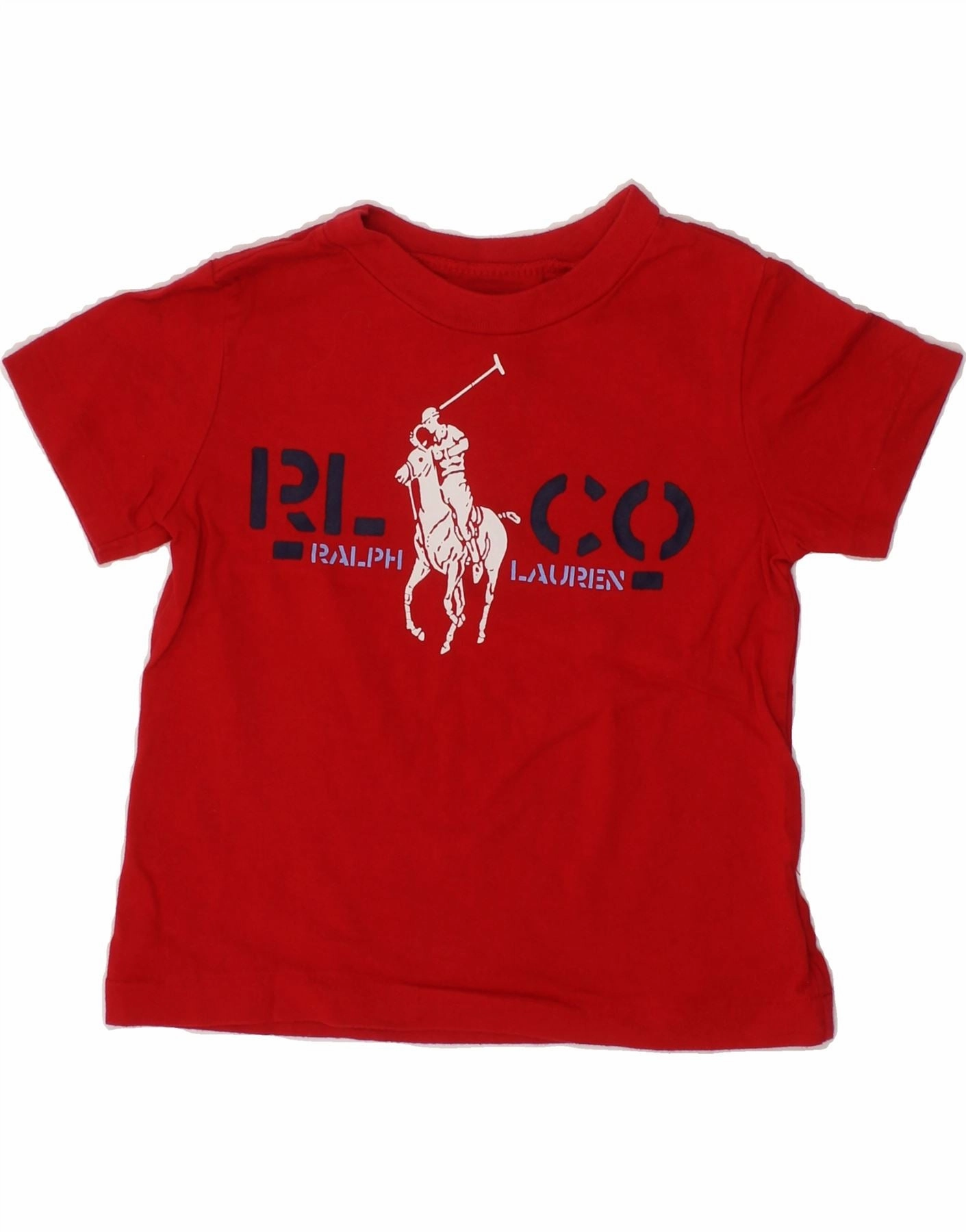 handmade touch Solid Color RALPH LAUREN Baby Boys Graphic T-Shirt Top 9-12 Months Red Cotton