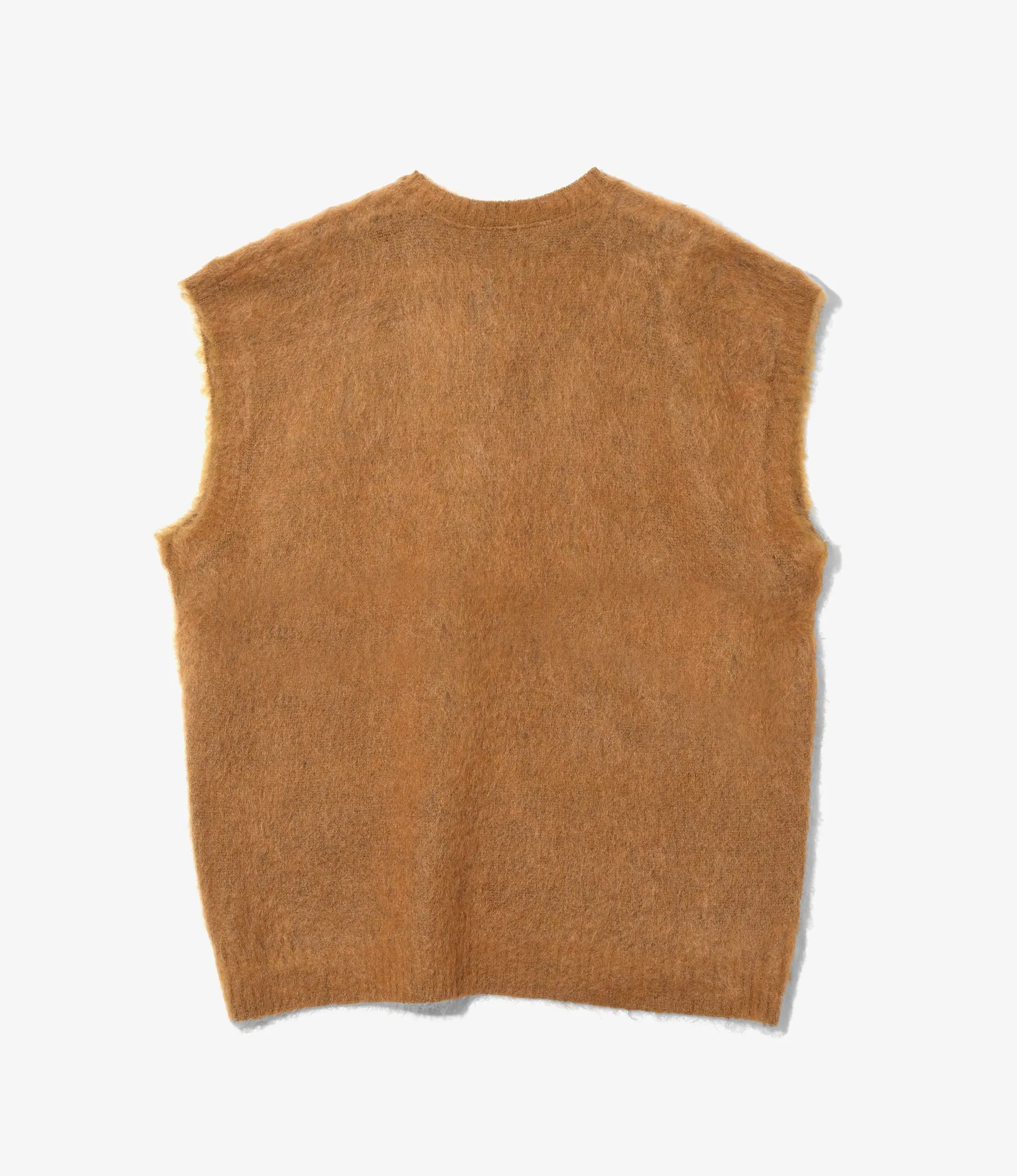 Stretchable Material Minimalist Aesthetic Mohair Knit Vest ?C Orange