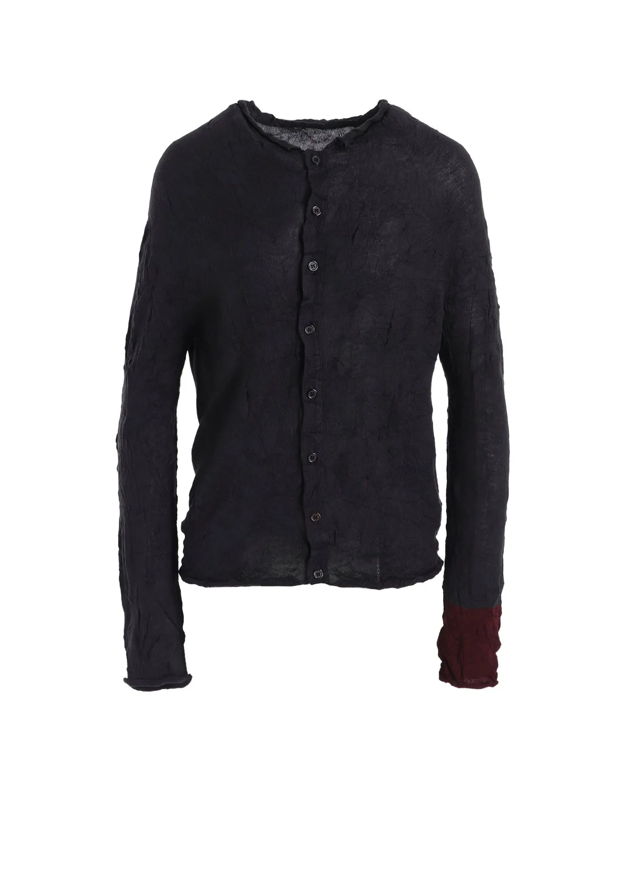 OFF NECK WRINKLED LONG SLEEVE CARDIGAN LowImpact Dye Fray Resistant Edges