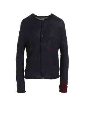 OFF NECK WRINKLED LONG SLEEVE CARDIGAN LowImpact Dye Fray Resistant Edges