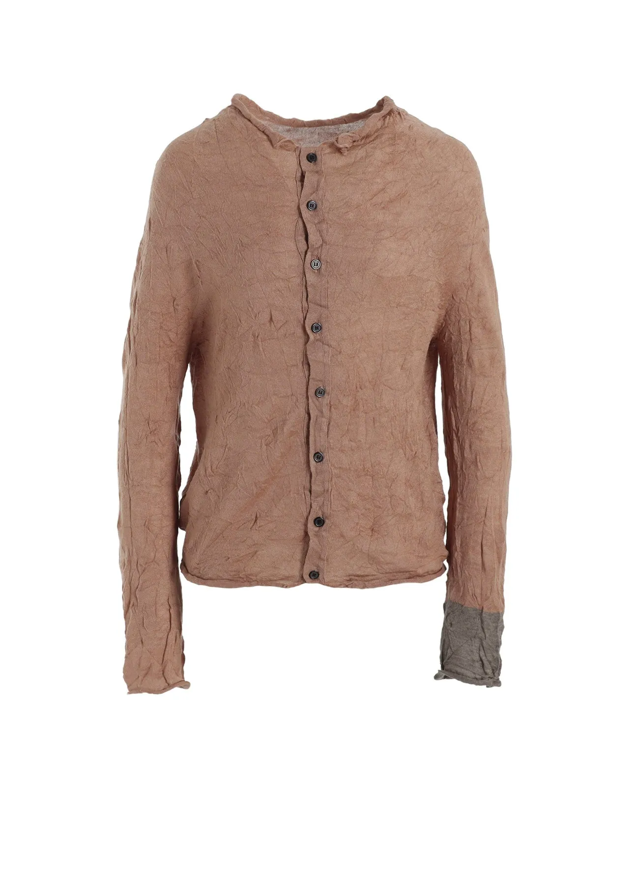 OFF NECK WRINKLED LONG SLEEVE CARDIGAN Gentle Tone MoistureWicking Fabric