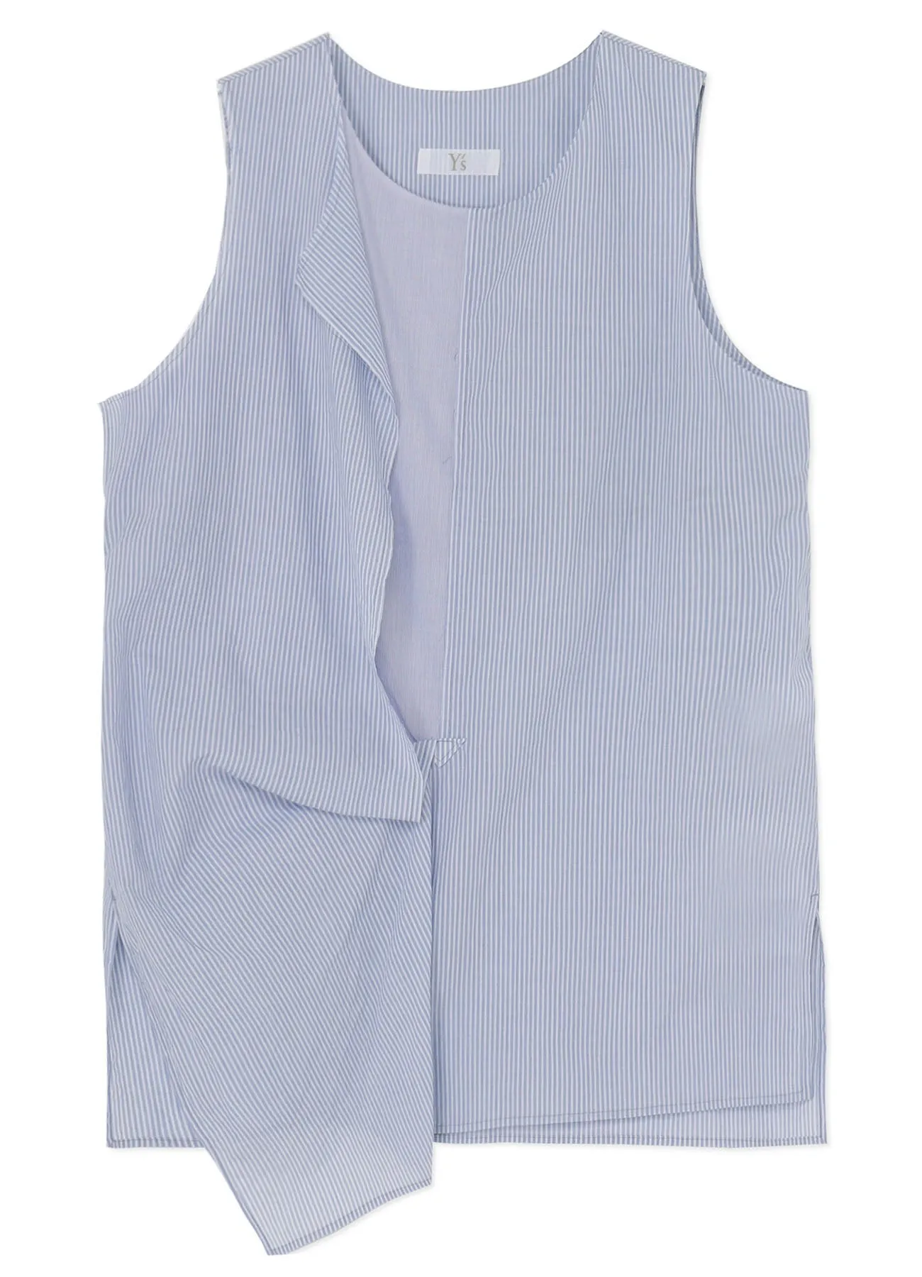 Minimalist Closure Fade Resistant Formula COTTON STRIPE FRONT DRAPE BLOUSE