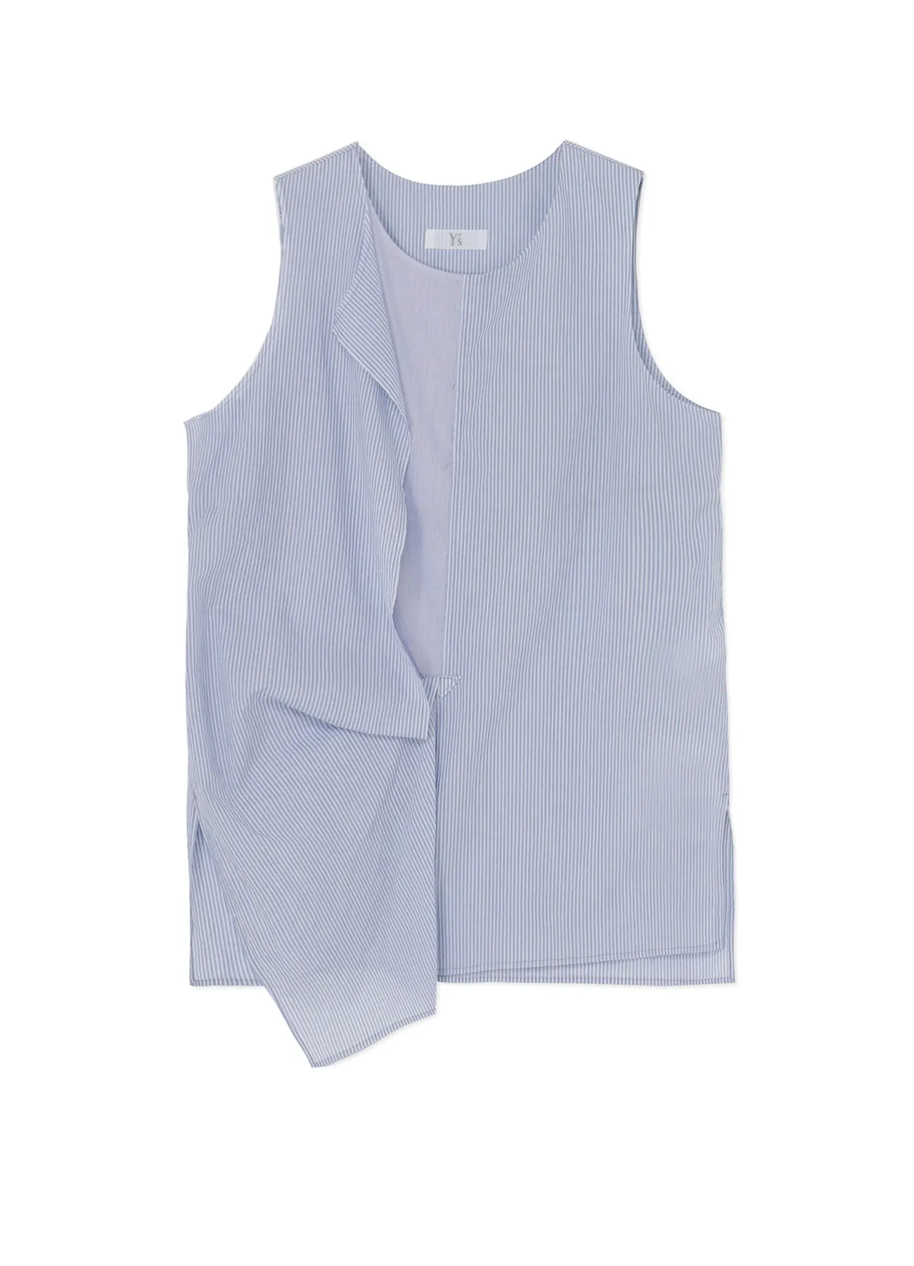 Soft touch finish COTTON STRIPE FRONT DRAPE BLOUSE