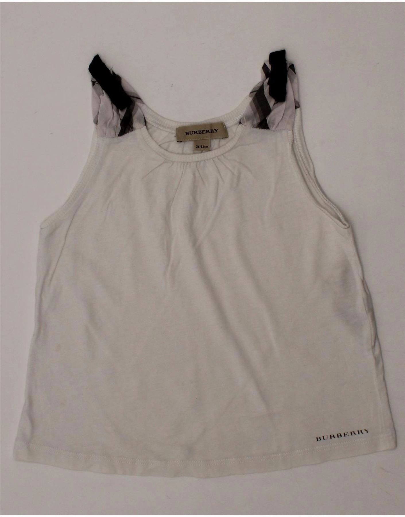 BURBERRY Baby Girls Vest Top 18-24 Months Grey Cotton Effortless Style