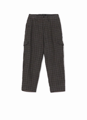 Flexible Comfort LINEN CROSS PLAID SUSPENDER PANTS