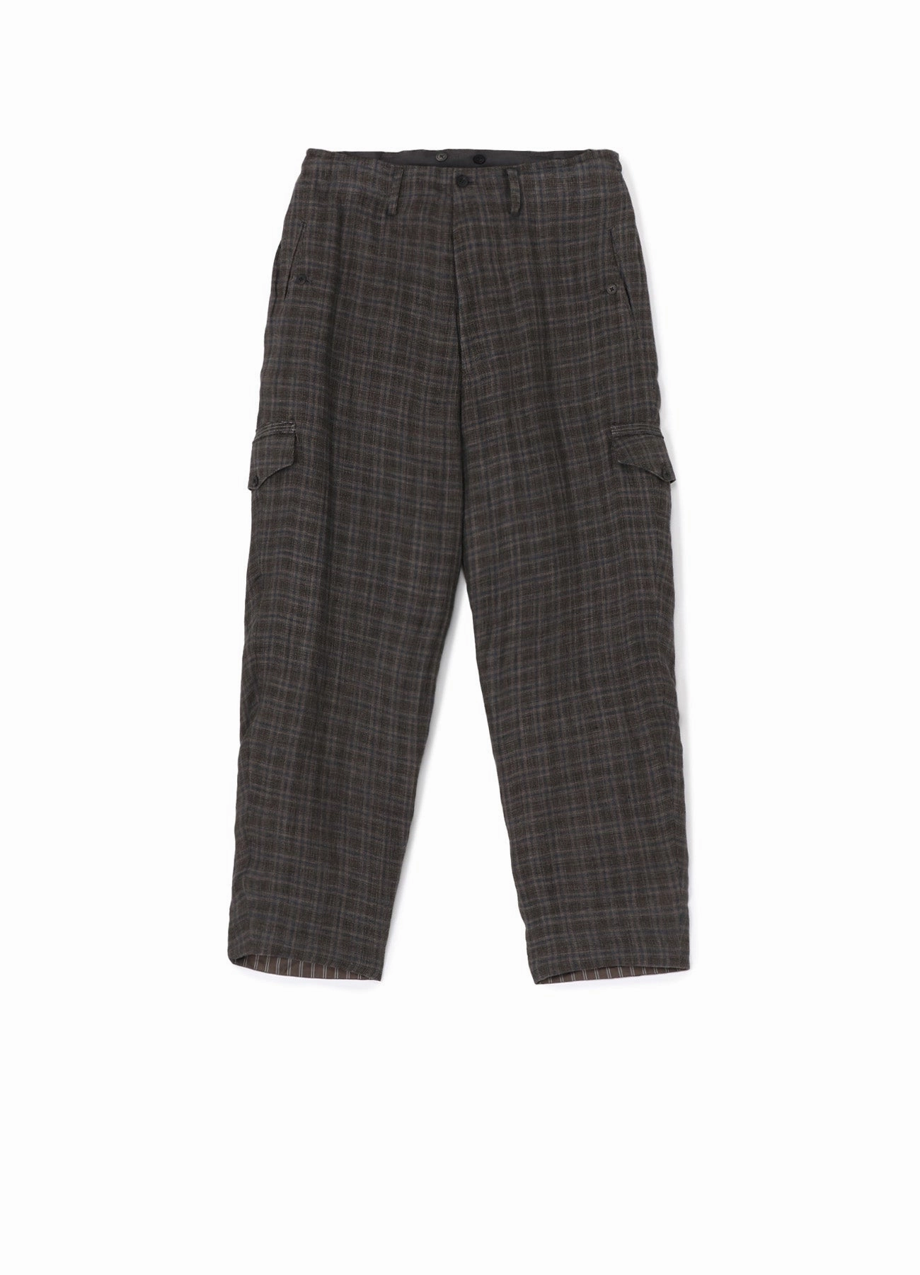 Flexible Comfort LINEN CROSS PLAID SUSPENDER PANTS
