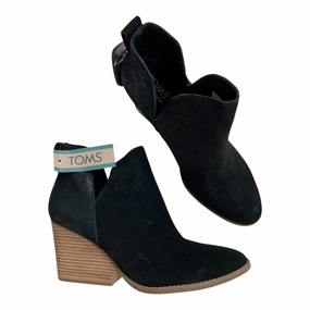 Subtle Lines Waterproof Upper Boots Ankle Heels By Toms In Black, Size: 9.5