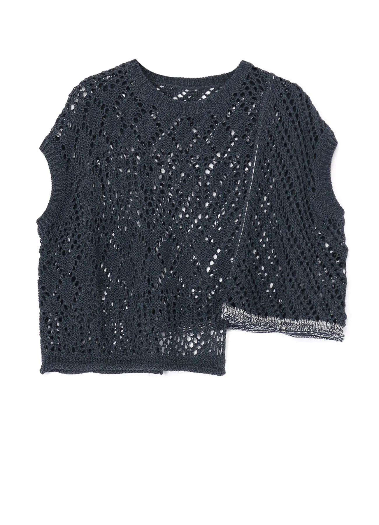 OPENWORK WEAVE PANEL UNEVEN PULLOVER KNIT Smooth Flatlock Seams