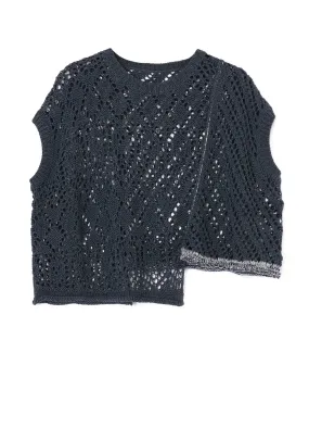 OPENWORK WEAVE PANEL UNEVEN PULLOVER KNIT Smooth Flatlock Seams