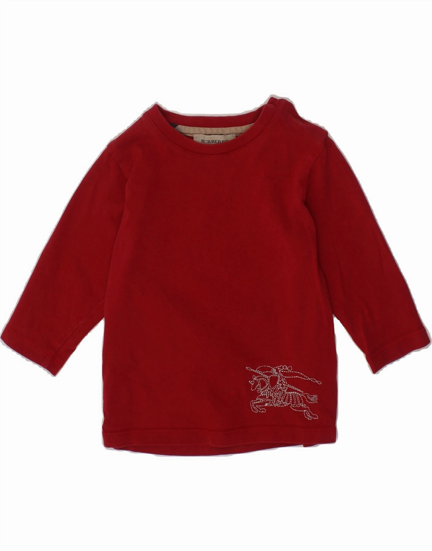 Tear Resistant Reinforcement Eco-Friendly Choice BURBERRY Baby Girls Graphic Top Long Sleeve 6-9 Months Red Cotton