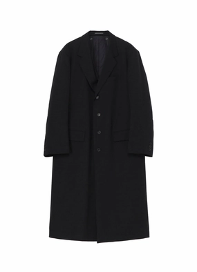 WOOL GABARDINE 4 BUTTONS LONG JACKET WITH LINER Sale Seamless Edging