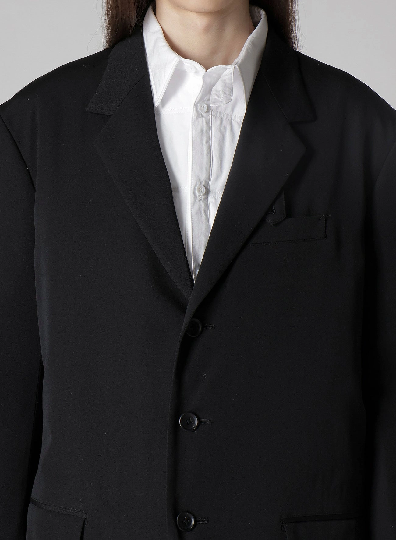 Contest WOOL GABARDINE 4 BUTTONS LONG JACKET WITH LINER